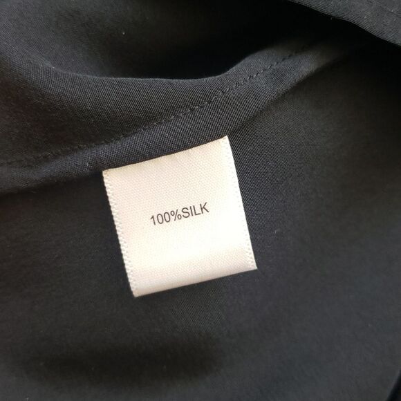 St John Blk 100% Silk Chic Feminine Workcore Trendy Professional Blouse Size 12 - Picture 4 of 8